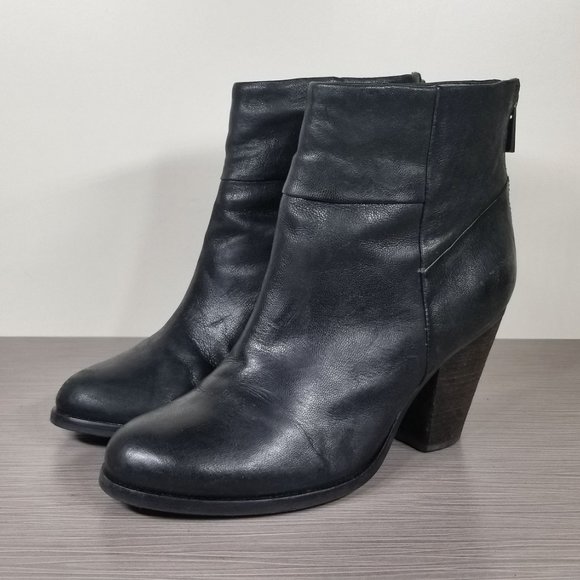 Arturo Chiang Hadley Stacked Heel Bootie, Black Leather, Womens Size 8 M - Picture 3 of 13